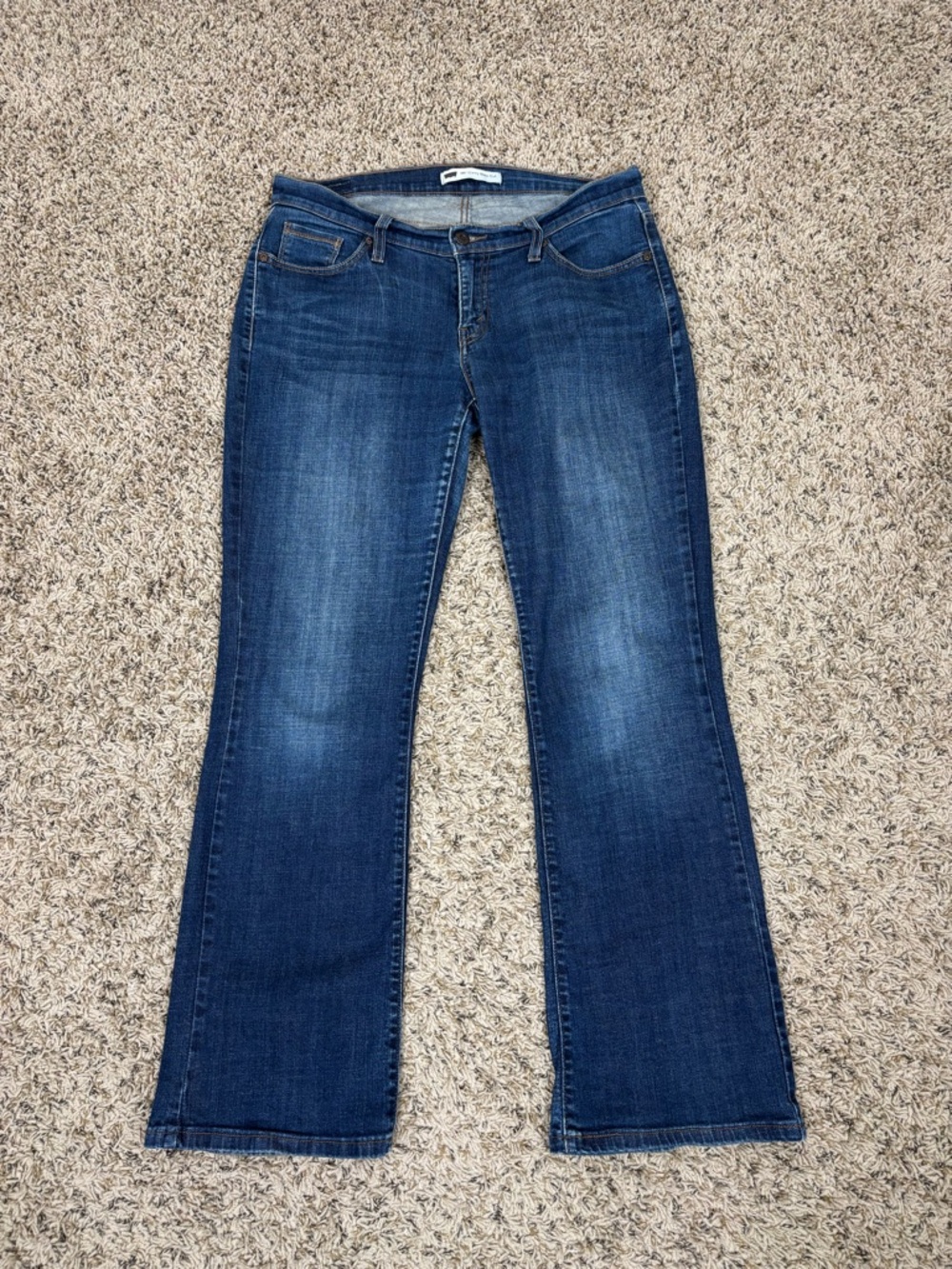Levis Jeans‎ Womens 12M Blue 529 Curvy Bootcut Whiskered Mid Rise Stretch Denim
